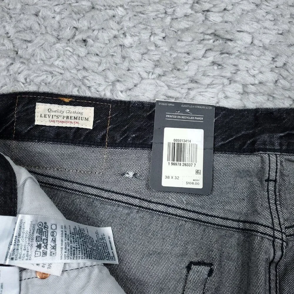 Levi's Premium 501 Original Straight Jeans Faded Black Distressed Size 38 X 32